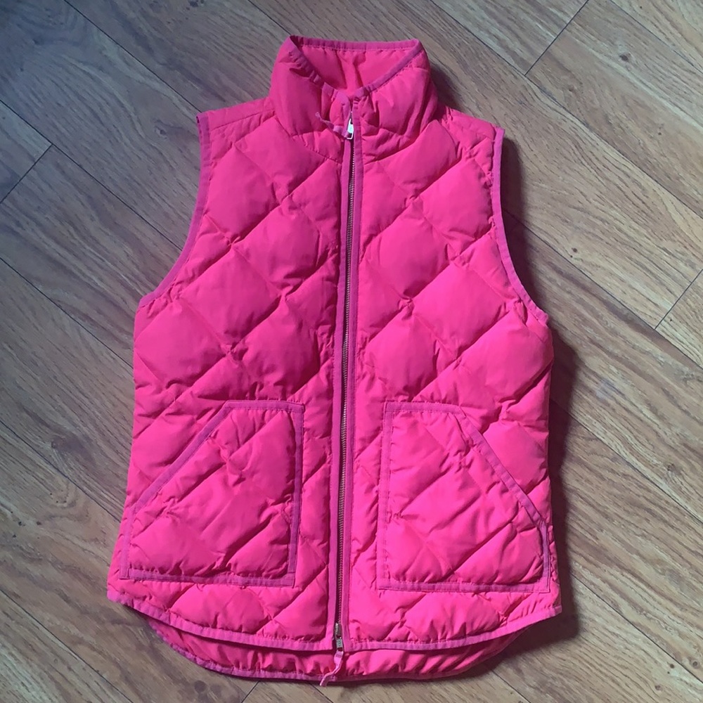 J. Crew Quilted Puffer Down-filled Salmon Vest XS